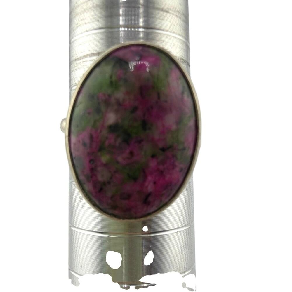 Oval Ruby In Zoisite Sterling Silver Ring Statement Artisan Jewelry 9